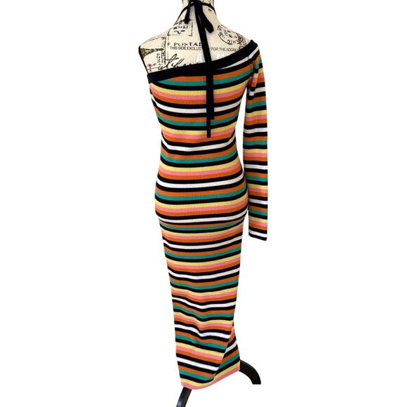 EUC $890 MONSE Multicolor Striped Midi Dress Large - Picture 3 of 13